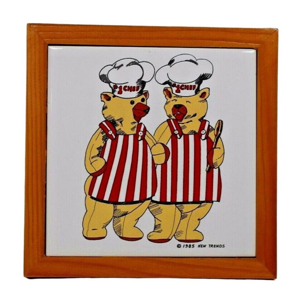 New Trends Chef Bears Kitchen Decoration Vintage Tile Trivet